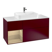 V&B Meuble sous lavabo Finion 120 cm, Pl blanc mat, tiroir gauche Oa ven, Peo m-1