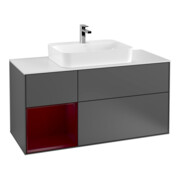 V&B Meuble sous lavabo Finion 120 cm, Pl blanc mat, Tiroir gauche Peo, Anthracite mat