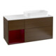 V&B Meuble sous lavabo Finion 120 cm, Pl blanc mat, tiroir gauche Peo, noyer ven-1