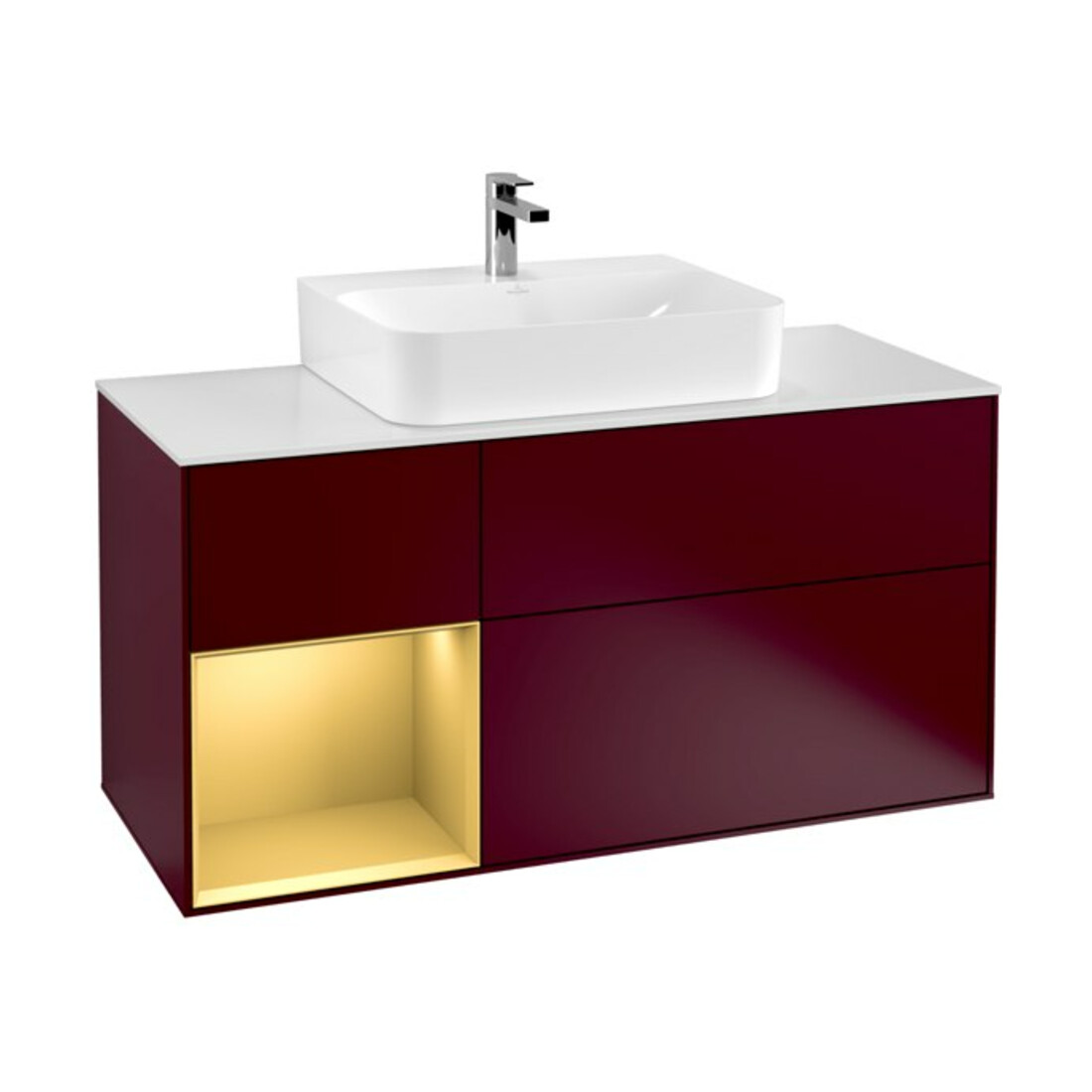 V&B Meuble sous lavabo Finion 120 cm, Pl blanc mat, Tiroir gauche, Poignée mat