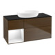 V&B Meuble sous lavabo Finion 120 cm, Pl blanc mat, Tiroir global blanc laqué, noyer veneer-1