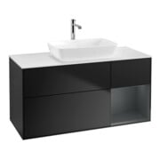 V&B Meuble sous-lavabo Finion 120 cm, pl blanc mat, tiroir méd. mat laqué, bleu mat laqué-1