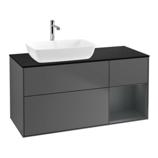 V&B Meuble sous-lavabo Finion 120 cm, Pl blanc mat, Tiroir médium mat laqué, Anthracite mat