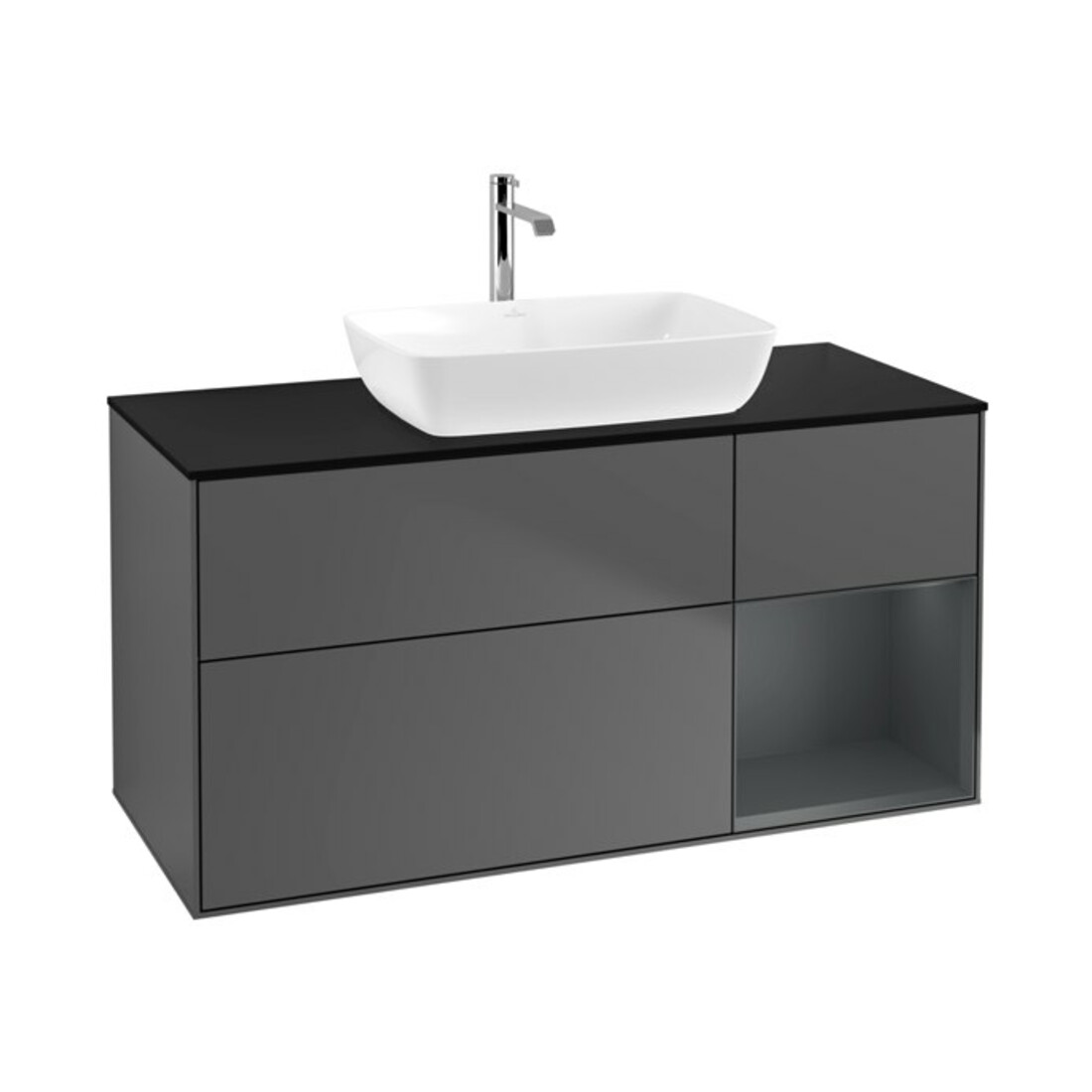 V&B Meuble sous lavabo Finion 120 cm, Pl blanc mat, Tiroir médium mat laqué, Anthracite mat