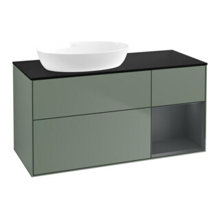 V&B Meuble sous lavabo Finion 120 cm, Pl blanc mat, Tiroir médium mat laqué, Huile mat laqué
