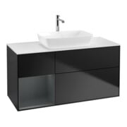 V&B Meuble sous-lavabo Finion 120 cm, Pl blanc mat, tiroir moyen mat laqué, bleu mat laqué