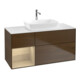 V&B Meuble sous lavabo Finion 120 cm, Pl blanc mat, tiroir Oa ven, noyer ven-1