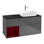 V&B Meuble sous lavabo Finion 120 cm, Pl blanc mat, Tiroir Peo mat laqué, Anthracite mat