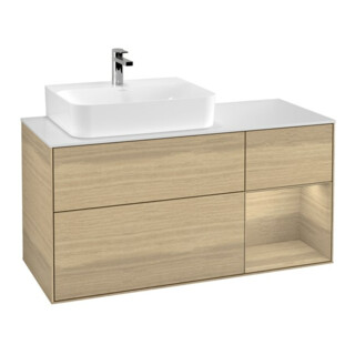 V&B Meuble sous lavabo Finion 120 cm, pl blanc, porte droite, Oa ven, Oa ven