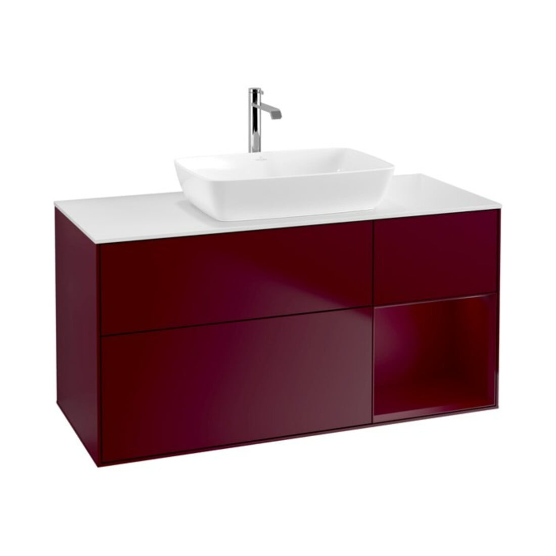 V&B Meuble sous lavabo Finion 120 cm, pl blanc, rég Peo m laqué, Peo m