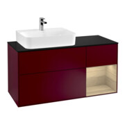 V&B Meuble sous-lavabo Finion 120 cm, Pl bleu, Étagère gauche, Peo m