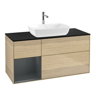 V&B Meuble sous lavabo Finion 120 cm, Pl bleu, Étagère médium, Lacqué, Ven Oa