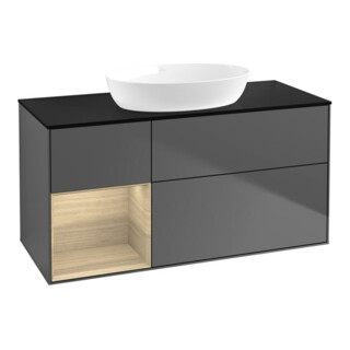 V&B Meuble sous lavabo Finion 120 cm, Pl bleu, étagère ouverte, anthracite m