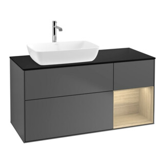 V&B Meuble sous lavabo Finion 120 cm, Pl bleu, étagère ouverte, anthracite m