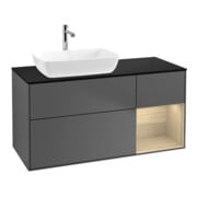 V&B Meuble sous lavabo Finion 120 cm, Pl bleu, étagère ouverte, anthracite m-1