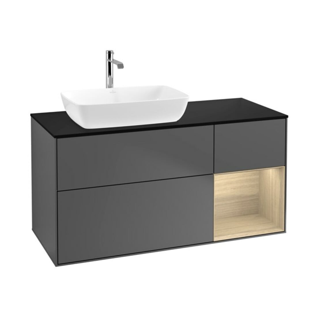 V&B Meuble sous lavabo Finion 120 cm, Pl bleu, étagère ouverte, anthracite m