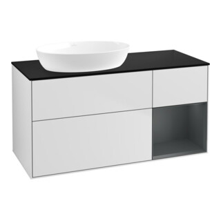 V&B Meuble sous lavabo Finion 120 cm, Pl bleu m, Étag md m Lac, blanc m Lac