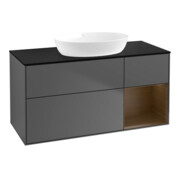 V&B Meuble sous lavabo Finion 120 cm, Pl bleu m, Étag. noyer ven, Anthrac. m
