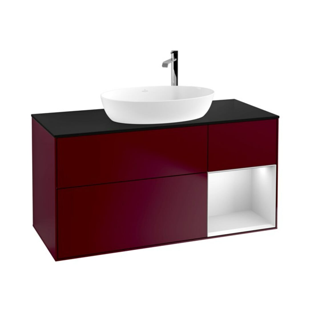 V&B Meuble sous lavabo Finion 120 cm, Pl bleu m, étagère blanche m Lac, Peo m