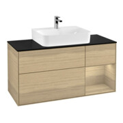 V&B Meuble sous lavabo Finion 120 cm, Pl bleu m, Étagère droite Oa ven, Oa ven