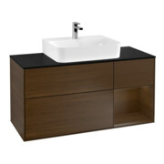 V&B Meuble sous-lavabo Finion 120 cm, Pl bleu m, Étagère droite wal ven, wal ven