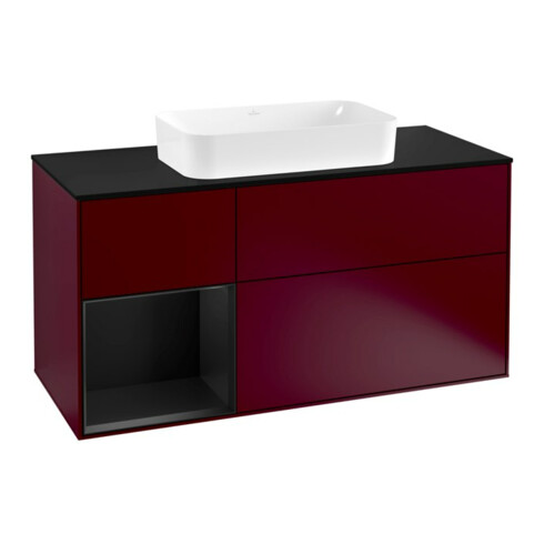 V&B Meuble sous lavabo Finion 120 cm, Pl bleu m, Étagère gauche bleu m Lac, Peo m