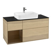 V&B Meuble sous lavabo Finion 120 cm, Pl bleu m, étagère gauche, Oa ven