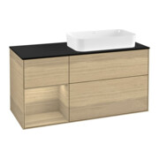 V&B Meuble sous lavabo Finion 120 cm, Pl bleu m, étagère gauche Oa ven, Oa ven