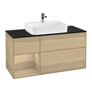 V&B Meuble sous lavabo Finion 120 cm, Pl bleu m, Étagère gauche Oa ven, Oa ven