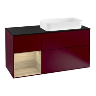 V&B Meuble sous lavabo Finion 120 cm, Pl bleu m, Étagère gauche Oa ven, Peo m