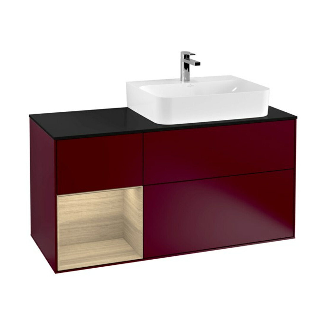 V&B Meuble sous lavabo Finion 120 cm, Pl bleu m, Étagère gauche Oa ven, Peo m