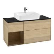 V&B Meuble sous-lavabo Finion 120 cm, Pl bleu m, Étagère gauche, Ven murale, Oa ven