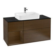 V&B Meuble sous lavabo Finion 120 cm, Pl bleu m, étagère gauche, wal ven