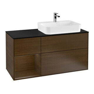 V&B Meuble sous lavabo Finion 120 cm, Pl bleu m, étagère gauche wal ven, wal ven