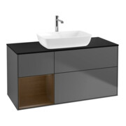 V&B Meuble sous lavabo Finion 120 cm, Pl bleu m, Étagère noyer ven, Anthracite m