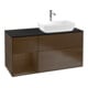 V&B Meuble sous lavabo Finion 120 cm, Pl bleu m, étagère noyer ven, noyer ven-1