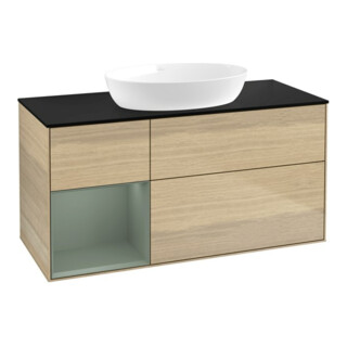 V&B Meuble sous lavabo Finion 120 cm, Pl bleu m, étagère Oli. m Lac, Oa ven