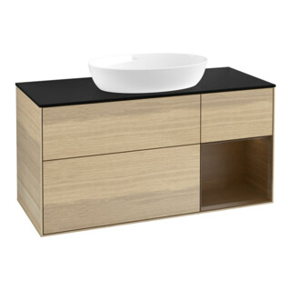 V&B Meuble sous-lavabo Finion 120 cm, Pl bleu m, Étagère wal ven, Oa ven