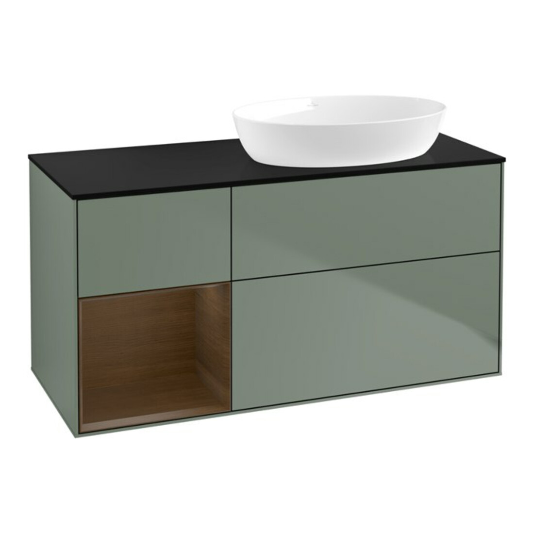 V&B Meuble sous-lavabo Finion 120 cm, Pl bleu m, Étagère wal ven, Oli. m Lac