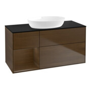 V&B Meuble sous lavabo Finion 120 cm, Pl bleu m, étagère wal ven, wal ven