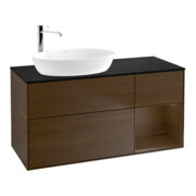 V&B Meuble sous lavabo Finion 120 cm, Pl bleu m, étagère wal ven, wal ven