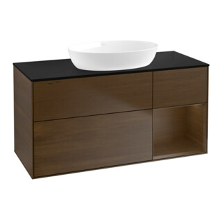 V&B Meuble sous lavabo Finion 120 cm, Pl bleu m, noyer ven, noyer ven
