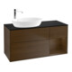V&B Meuble sous lavabo Finion 120 cm, Pl bleu m, Noyer ven, Noyer ven-1
