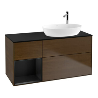 V&B Meuble sous-lavabo Finion 120 cm, Pl bleu m, Reg bleu m Lac, noyer ven
