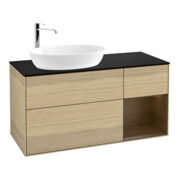 V&B Meuble sous lavabo Finion 120 cm, Pl bleu m, Reg chêne, Oa chêne