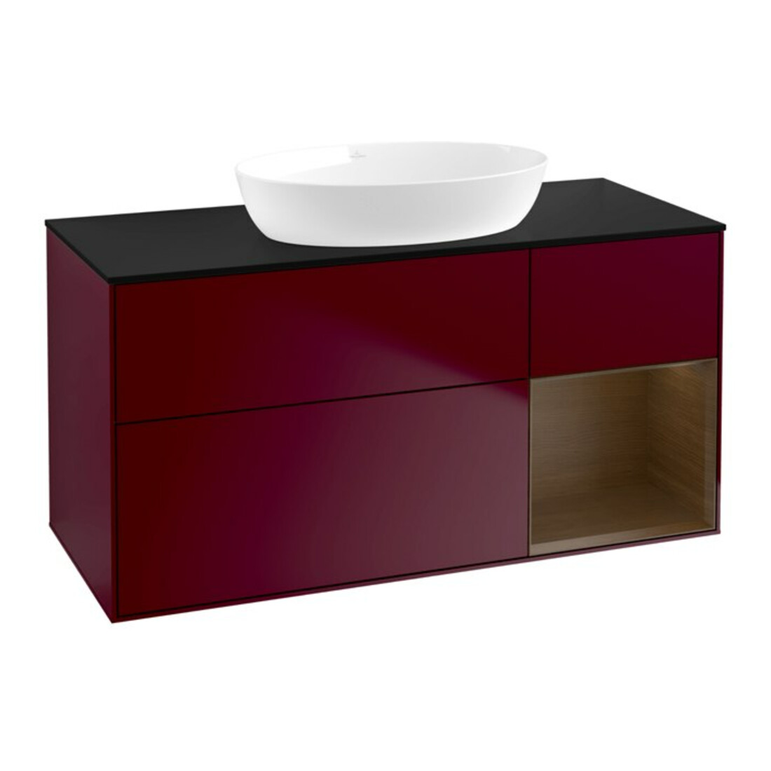 V&B Meuble sous lavabo Finion 120 cm, Pl bleu m, Reg chêne ven, Peo m