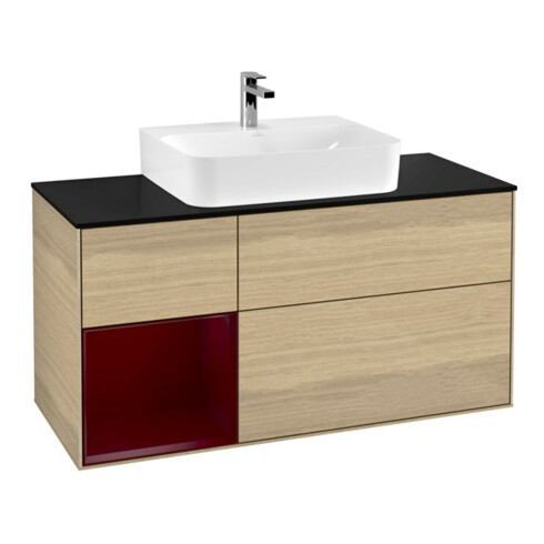 V&B Meuble sous-lavabo Finion 120 cm, Pl bleu m, Reg gauche Peo, Oa ven