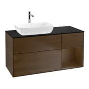 V&B Meuble sous lavabo Finion 120 cm, Pl bleu m, Reg noyer ven, noyer ven