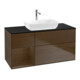 V&B Meuble sous lavabo Finion 120 cm, Pl bleu m, Reg noyer ven, noyer ven-1