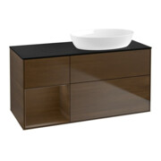 V&B Meuble sous lavabo Finion 120 cm, Pl bleu m, Reg noyer ven, noyer ven